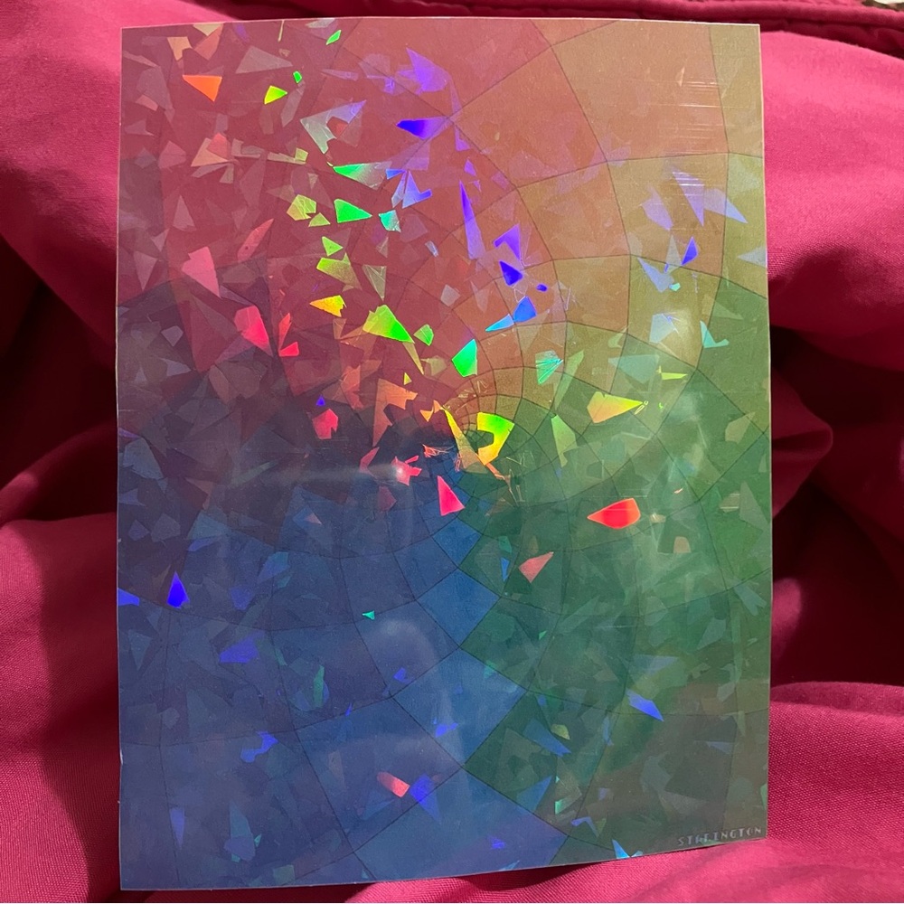 Rainbow rectangles original holographic artwork by Starington. Small.